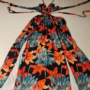 Lush Floral Halter Maxi Dress